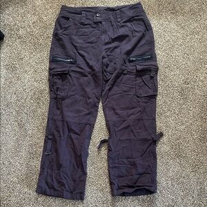 Women’s Dark Purple Cargo Pants with Utility Pockets and Adjustable Length